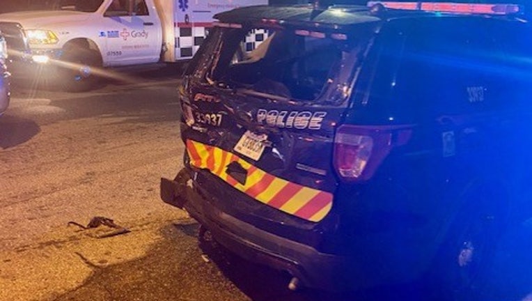An Atlanta police unit crashed into another police unit in NW Atlanta on Oct. 13, 2022.