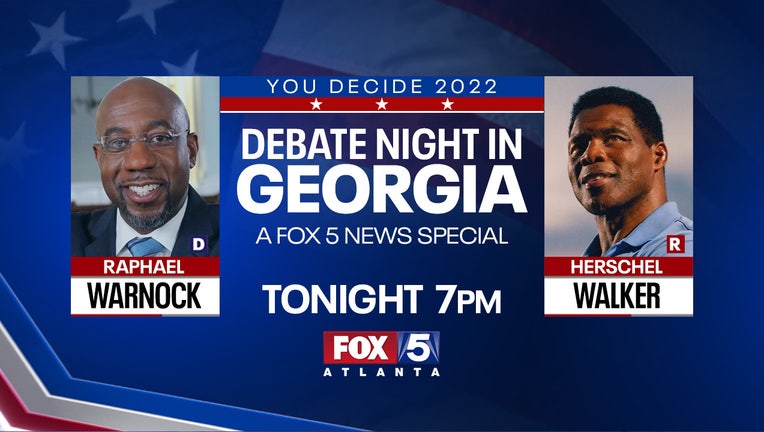 U.S. Sen. Raphael Warnock and Republican challenger Herschel Walker will square off for the first and only time tonight at 7 p.m.. Watch on fox5atlanta.com.