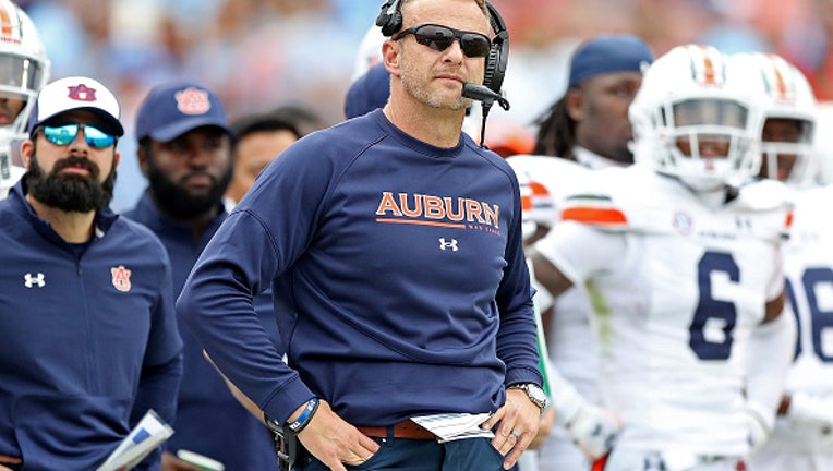 OXFORD, MISSISSIPPI - OCTOBER 15: head coach Bryan Harsin of the Auburn Tigers during the game against the Mississippi Rebels at Vaught-Hemingway Stadium on October 15, 2022 in Oxford, Mississippi. (Photo by Justin Ford/Getty Images)