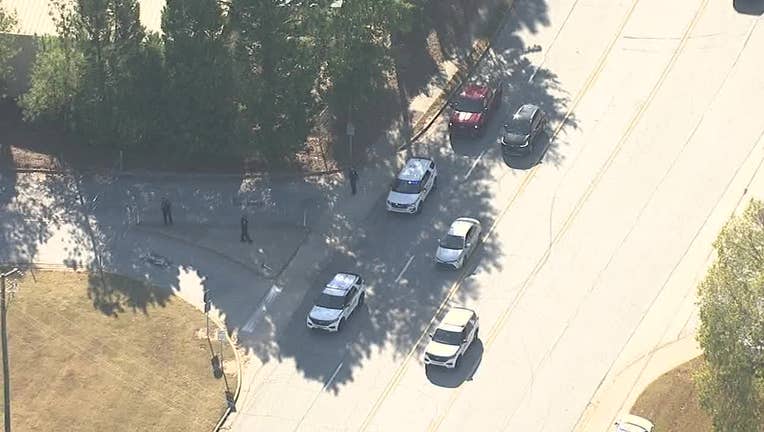 Police at the scene of Shiloh High School on Oct. 21, 2022, after someone may have fired a weapon, according to school officials.