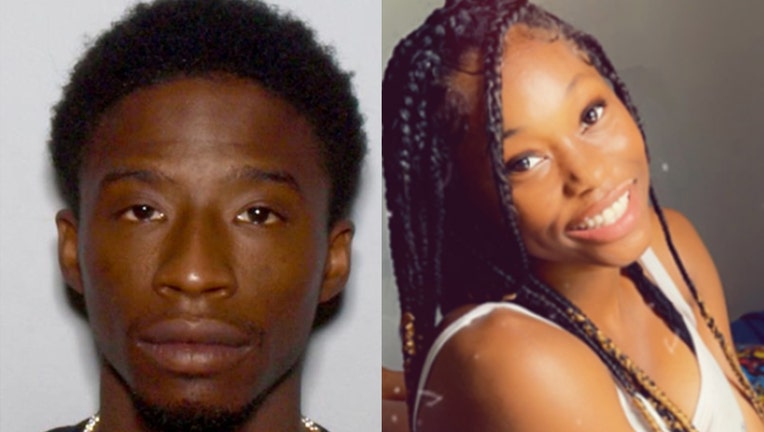 Keandre King, left, is wanted in connection to the disappearance of Tanaya Brooks, right, the Clayton County Police Department says.