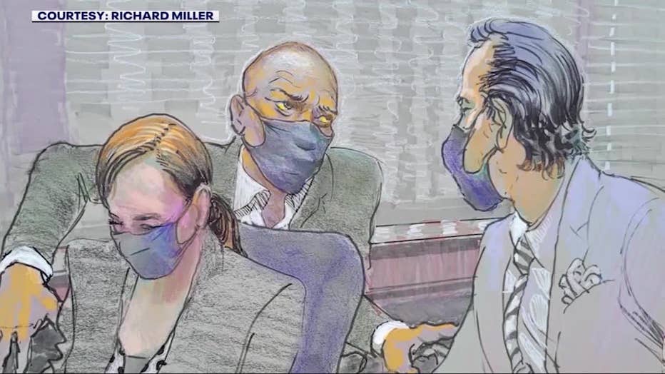 An artist's sketch of suspended Clayton County Sheriff Victor Hill inside an Atlanta courtroom.