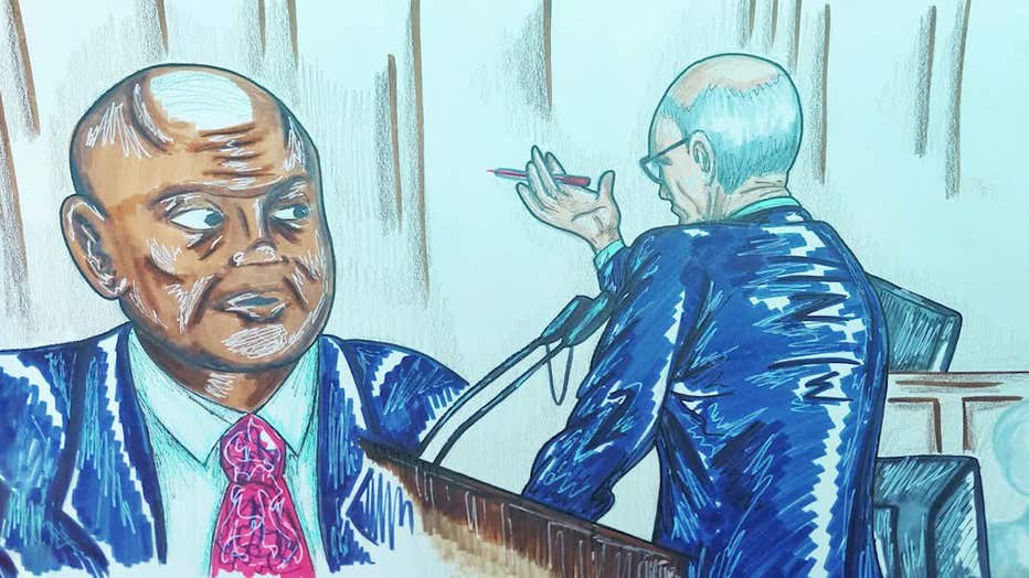 A sketch of Clayton County Sheriff Victor Hill in federal court.