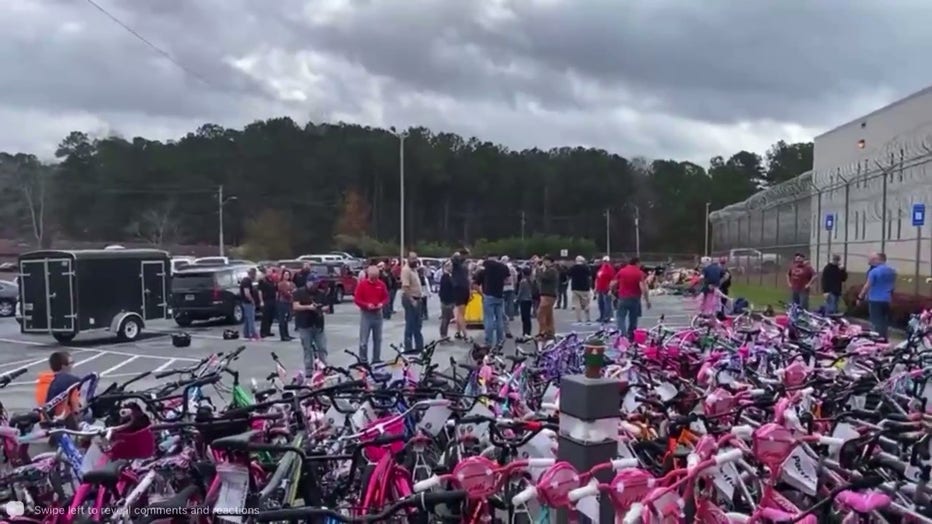 About 250 bikes sit at the Coweta County Sheriff’s Office after The Great Bike Build Off in 2021.