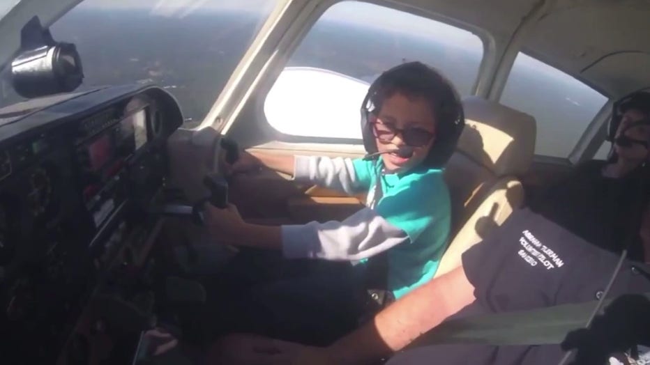 Dustin Pierce on his first Challenge Air flight two years ago.