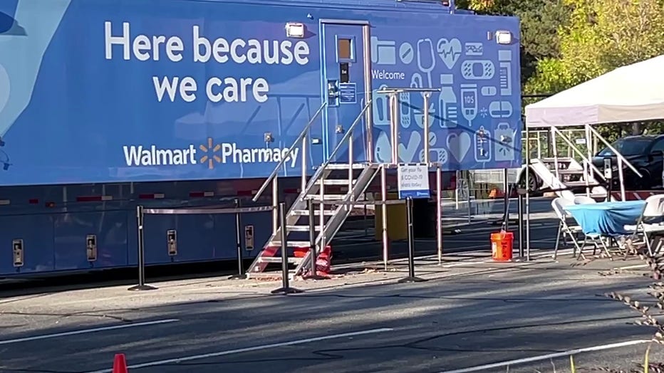 A mobile pharmacy was set up in the parking lot of the Peachtree City Walmart following a fire on August 24, 2022 that gutted the building.