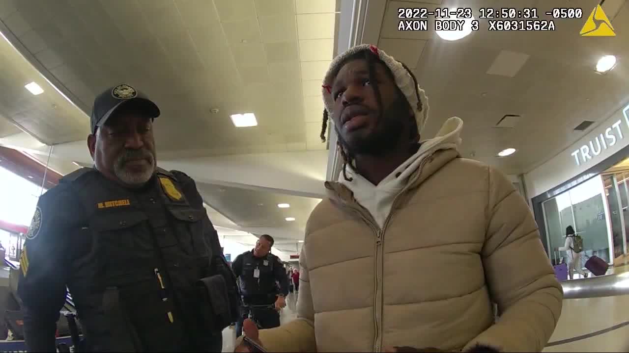 Body camera video shows former NFL defensive back arrested on theft charges at Atlanta airport