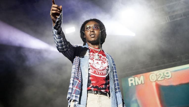 CHARLOTTE, NC - MAY 01: Rapper Takeoff of Migos performs at Charlotte Metro Credit Union Amphitheatre on May 1, 2018 in Charlotte, North Carolina. (Photo by Jeff Hahne/Getty Images)