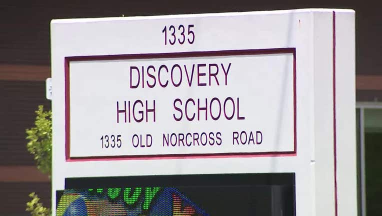 A sign outside Discovery High School.