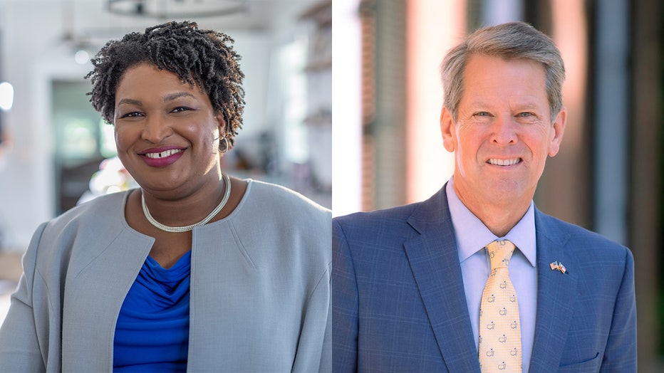 Stacey Abrams (left) and Gov. Brian Kemp (right).
