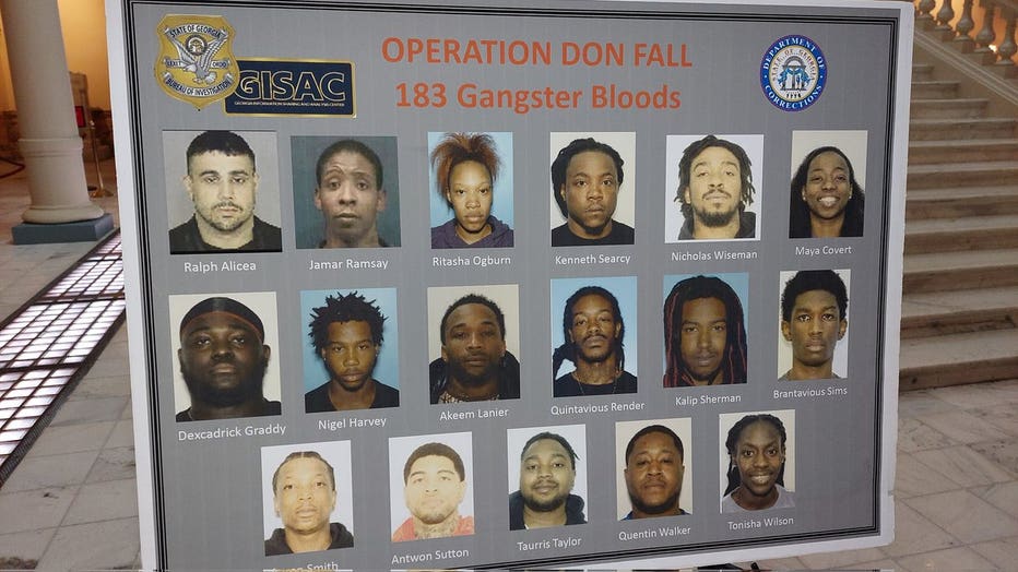 State leaders announced the arrest of 17 suspected gang members of the183 Gangster Bloods. (Jim Zorn/FOX 5 Atlanta).