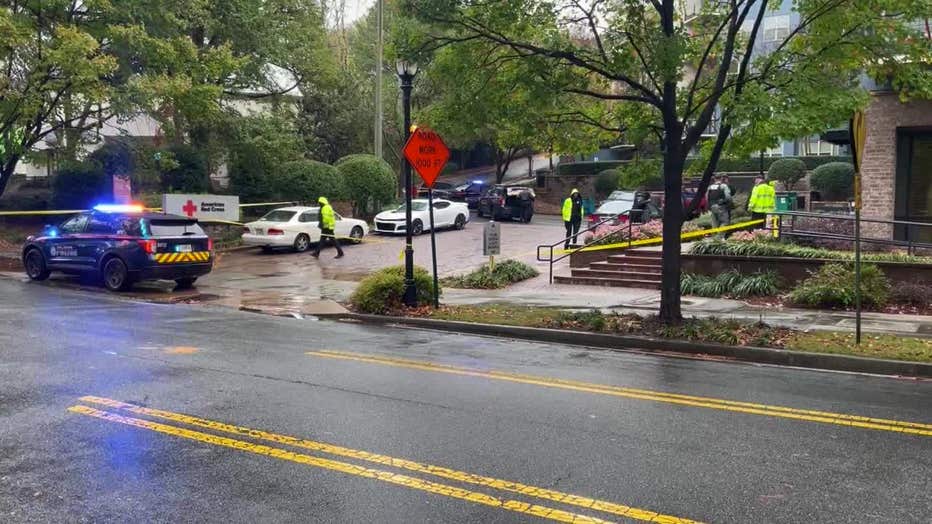 Police investigate a deadly shooting at an apartment complex in the Piedmont Heights neighborhood of Atlanta on Nov. 15, 2022.