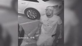 Parking lot surveillance catches suspect carrying items matching stolen goods