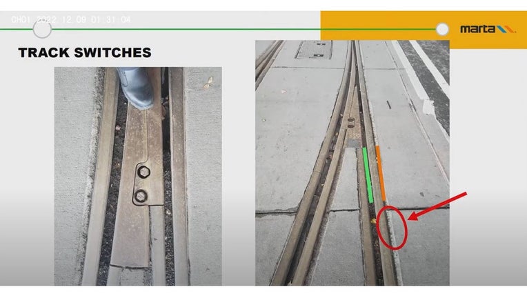 This image shows the issues of the Atlanta Street car rails found during a recent inspect.