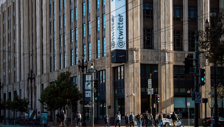 Outside the Twitter HQ building at 1355 Market Street.  Shortly