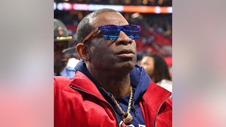 Defensive back Deion Sanders of the Atlanta Falcons looks on during a  News Photo - Getty Images