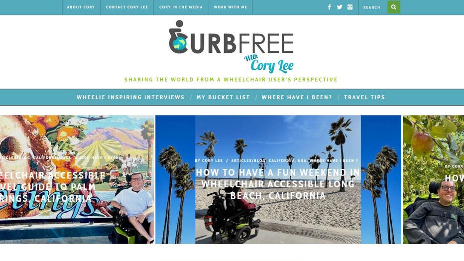 Screenshot of wheelchair user Cody Lee Woodard's travel blog, which is dedicated to helping wheelchair users travel the world.