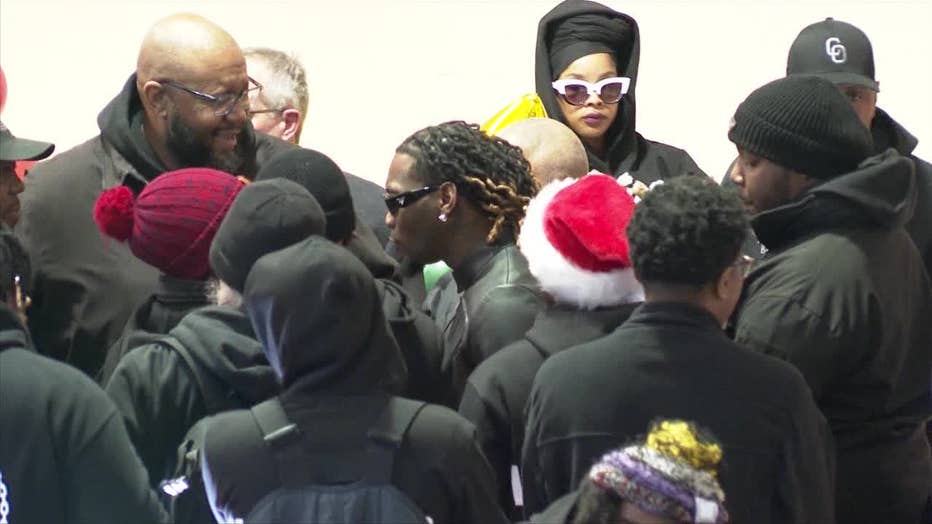 Atlanta rapper Offset holds inaugural toy giveaway in Gwinnett County on Dec. 23, 2022.