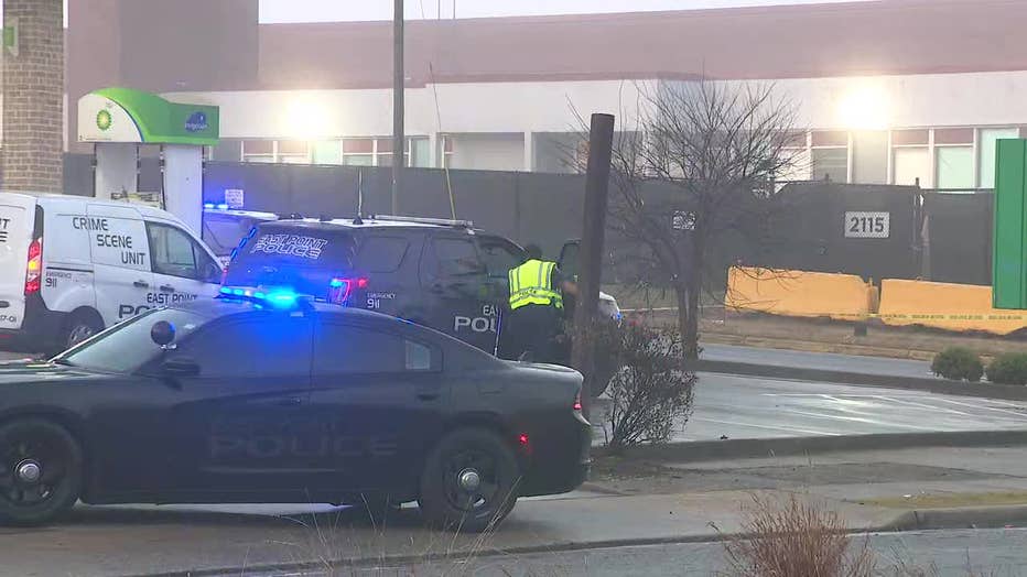 Police investigating near a gas station in the area of East Point and SW Atlanta.