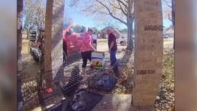 Couple caught on camera leaving 2 small dogs in crates on stranger's doorstep in Katy