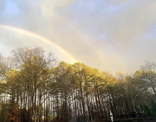 Viewer Pattie-Ann shared a photo of a rainbow in Fayetteville.