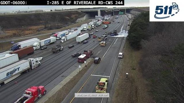 Georgia Aquarium RV fire shuts down multiple I-285 eastbound lanes