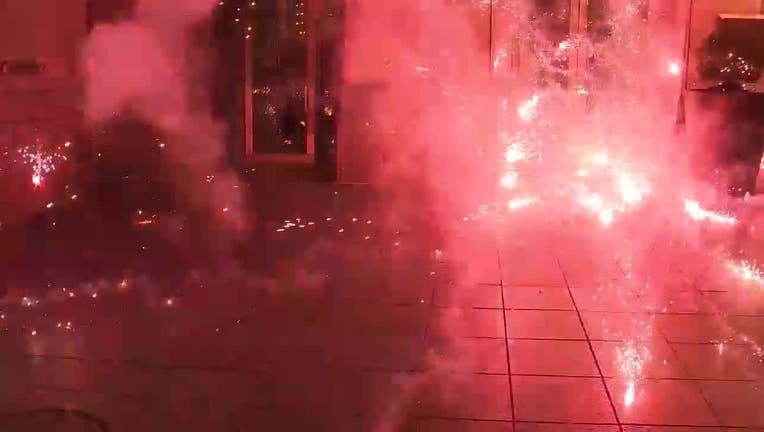 Violence erupts into a near riot in Downtown Atlanta during a protest over the death of Manuel Esteban Paez Teran near the