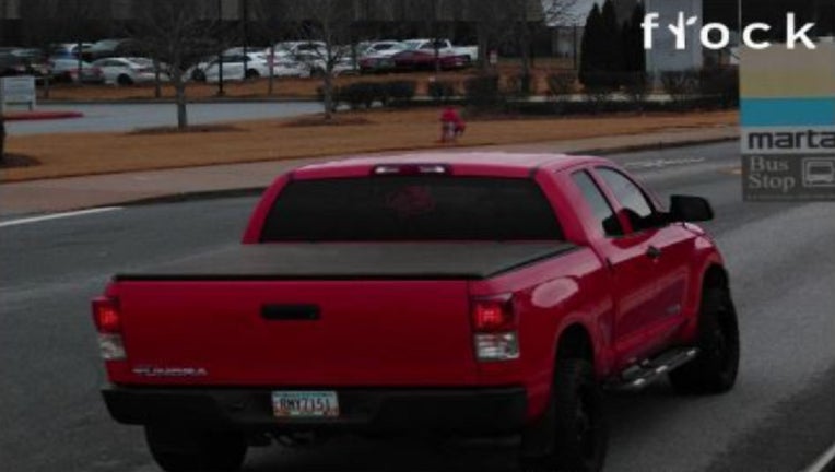 Atlanta police release this image of a red 2011 Toyota Tundra believed to be a "potential suspect vehicle" in a deadly hit-and-run that killed a 9-year-old boy in southeast Atlanta on Jan. 3, 2023.