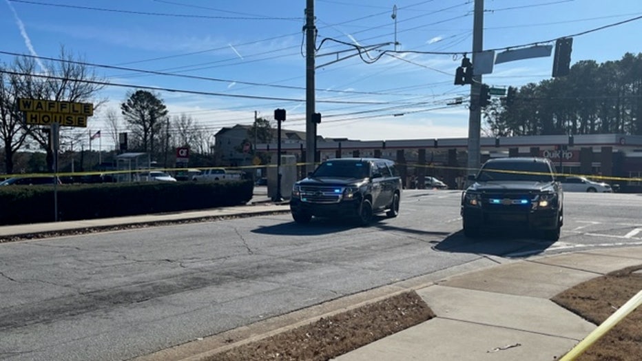 Law enforcement at the scene of an officer-involved shooting in Doraville on Jan. 19, 2023. 