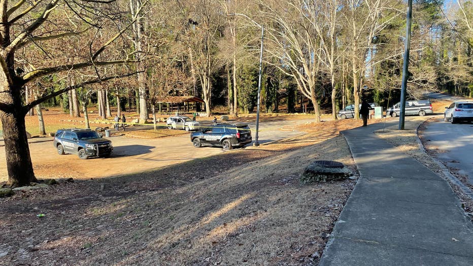 Police investigate at Shoal Creek Park near Capistrana Place and White Oak Drive.