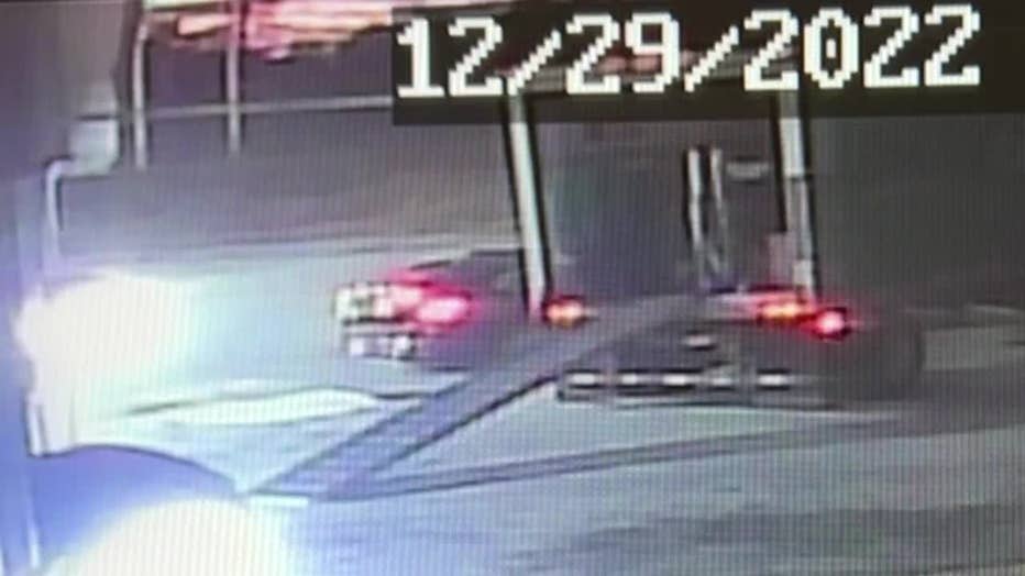 This image from a surveillance camera shows a delivery truck in Coweta County that investigators say was robbed by three men on Dec. 29, 2022.