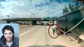 Crazy video shows man darting in between traffic on Arizona freeway as he fled from police