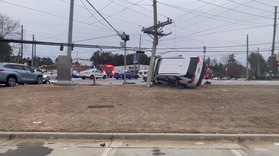 The driver who led troopers on a high-speed chase through DeKalb County crashed into a power pole on Feb. 10, 2023.
