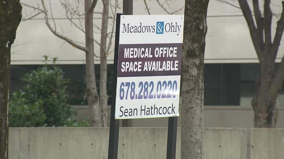 A leasing sign is outside the former site of Atlanta Medical Center on March 8, 2023