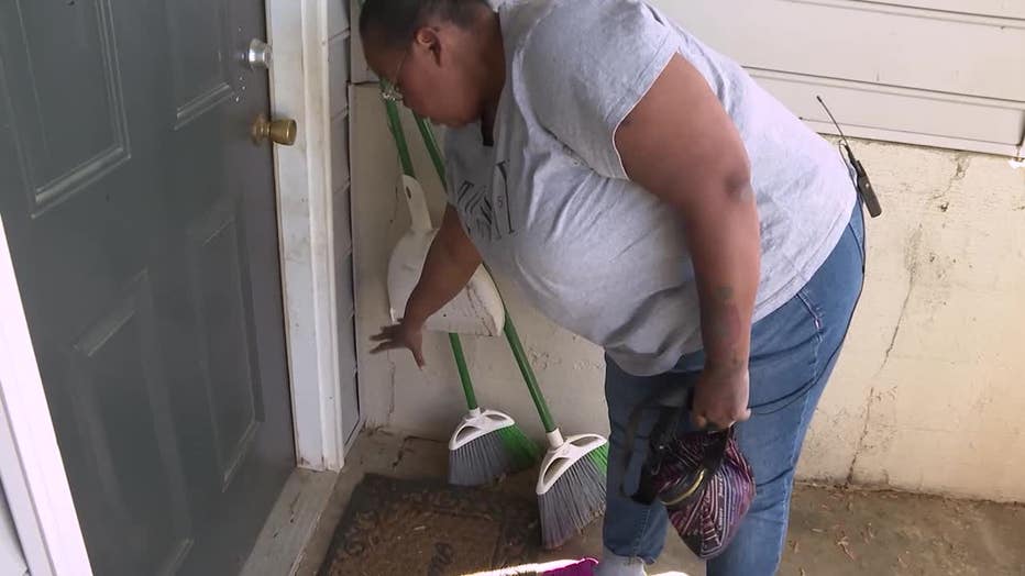 Patrice Jackson-Weathers shows where her 1-year-old Yorkie