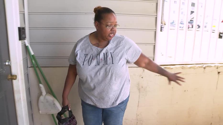 Patrice Jackson-Weathers shows where her 1-year-old Yorkie