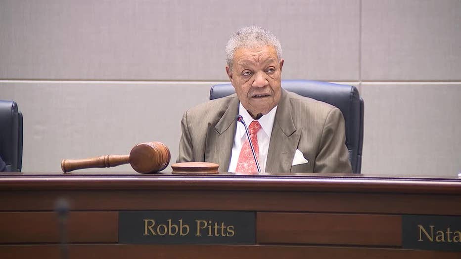Fulton County Chairman Robb Pitts discusses Wellstar's hospital closure during a meeting on March 15, 2023.