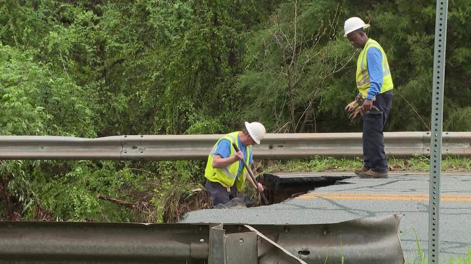 Weekend storms washed out several roads in Upson County leaving officials scrambling to block and fix them starting on March 27, 2023.