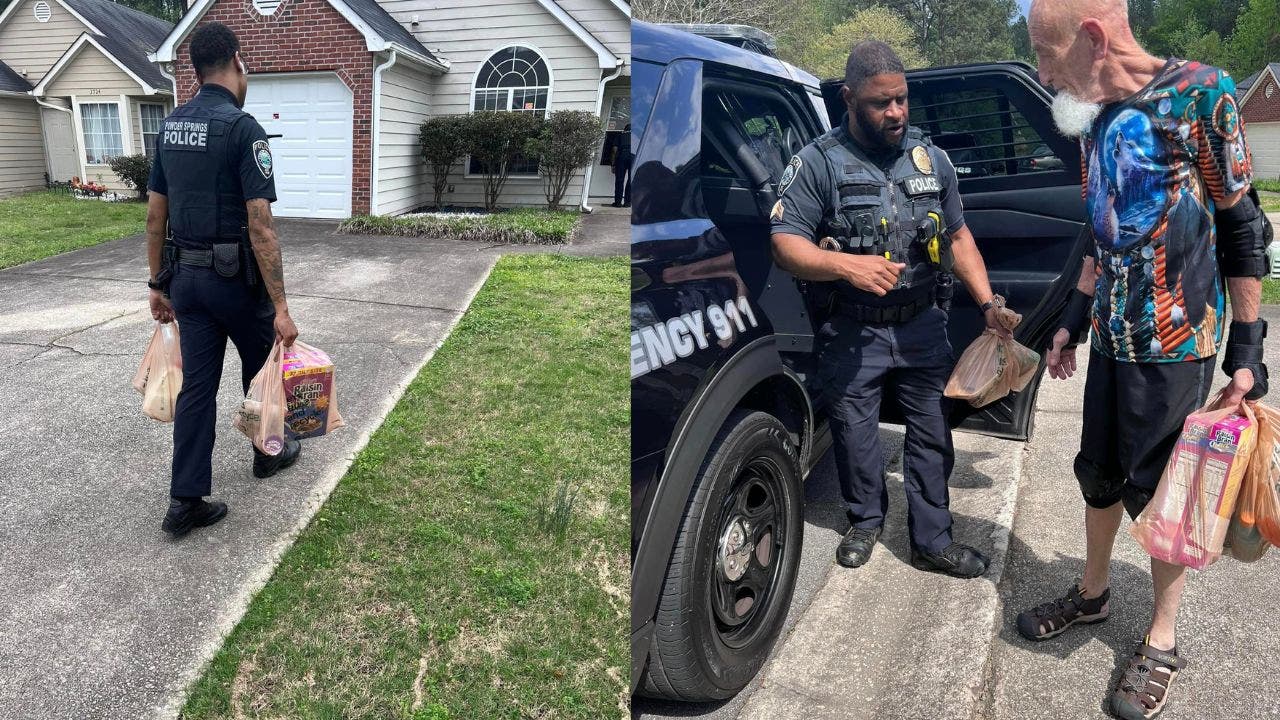 Powder Springs police officers buy groceries for struggling veteran Powder Springs police officers buy groceries for struggling veteran
