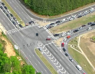 A crash happened along Peachtree Industrial Blvd. north of Suwanee Creek in Gwinnett County on April 21, 2023.