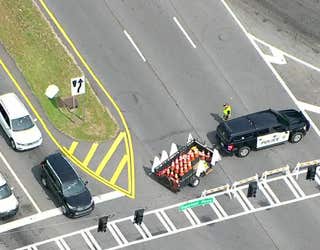 A crash happened along Peachtree Industrial Blvd. north of Suwanee Creek in Gwinnett County on April 21, 2023.