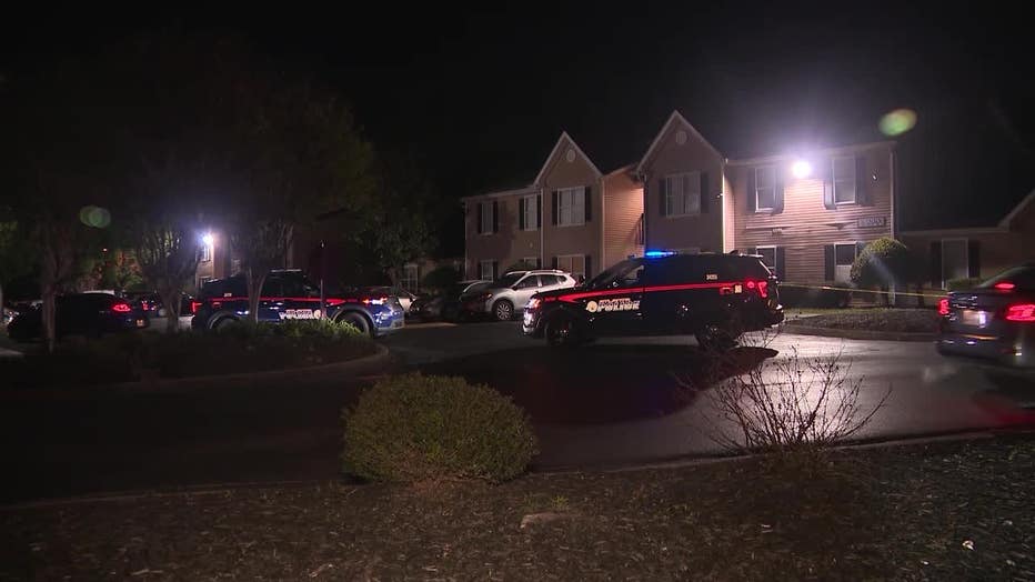 Atlanta Police investigate the deadly shooting of a transgender woman at an apartment along Fairburn Road in Atlanta on April 11, 2023.