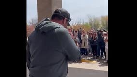 Saginaw high school teacher surprised by students after last chemo treatment