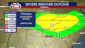 Georgia weather: Severe weather threat Tuesday for extreme north Georgia