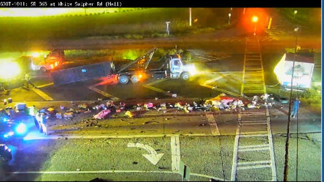 Deadly tractor-trailer crash shuts down Hall County highway