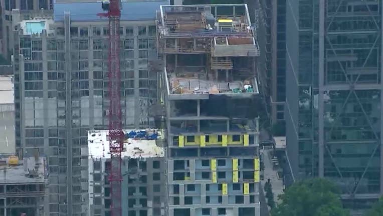 A partial crane collapse displaces at least 1,000 residents for fears of further damage to nearby Midtown Atlanta structures on May 22, 2023.