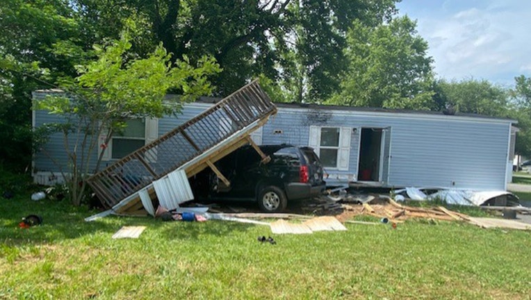 Clayton County Police released this photo showing a suspect DUI crash which left a family homeless on May 10, 2023.