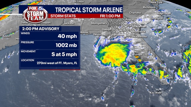 Tropical Storm Arlene forms in Gulf of Mexico