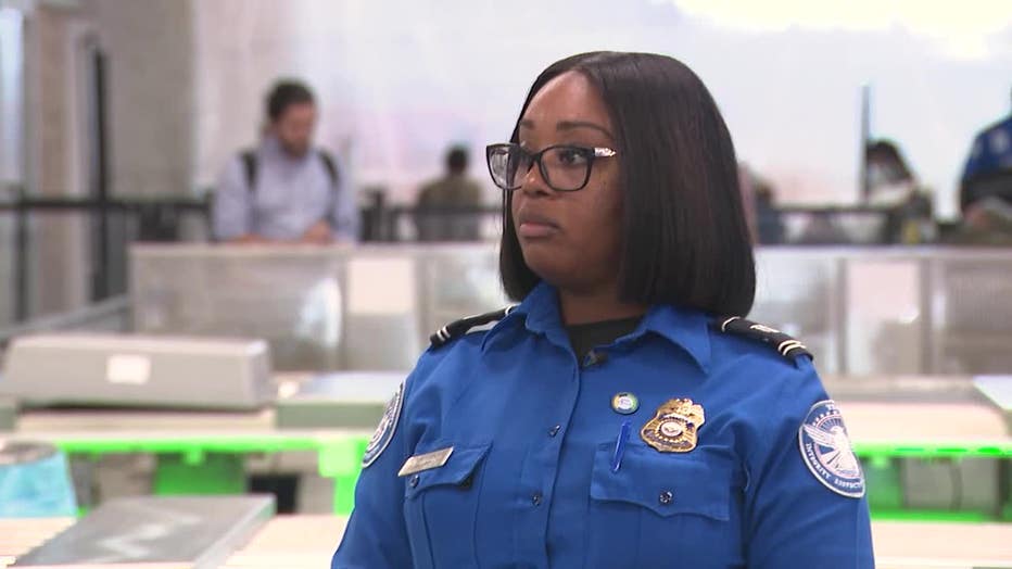 Lead Transportation Security Officer Katina Ferguson at her post at Hartsfield-Jackson Atlanta International Airport.