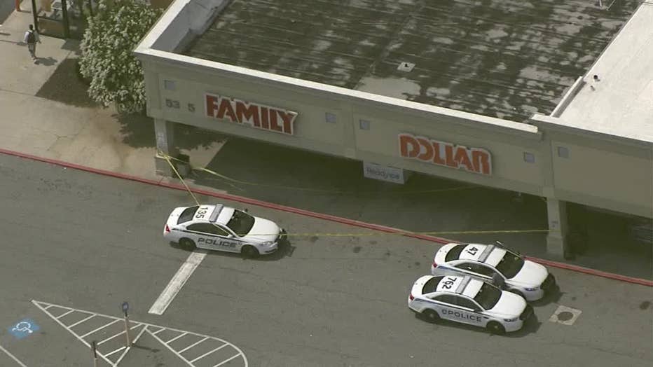 Gwinnett County Police investigate a stabbing at a store off Jimmy Carter Blvd. near Singleton Road near June 5, 2023.
